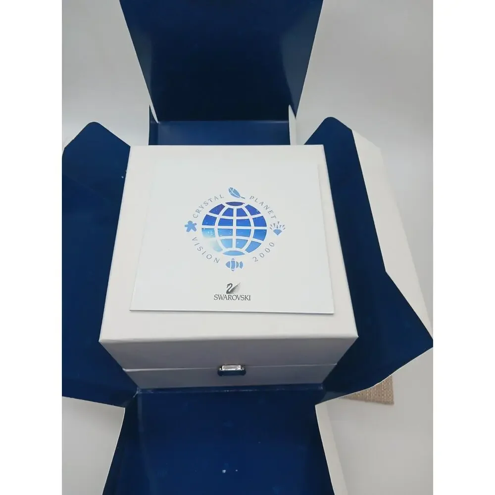 Swarovski Crystal Planet Vision 2000 Dove Globe Sculpture Figurine Box COA